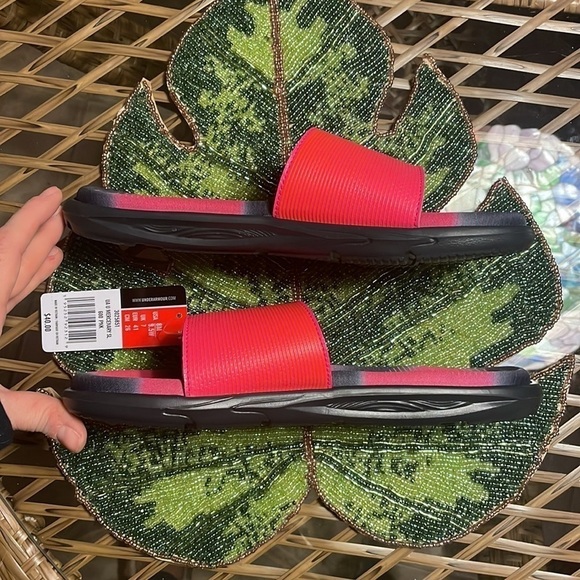 Brand New Under Armour Water Friendly Mercenary Slides Large Strap Pink Sandals - Picture 9 of 10